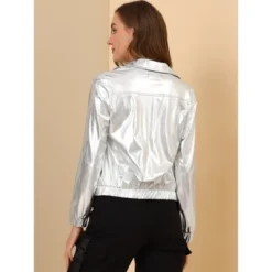 Allegra K Women's Track Holographic Shiny Long Sleeve Metallic Zip Front Jacket 18 Allegra K Women's Track Holographic Shiny Long Sleeve Metallic Zip Front Jacket -Women Store GUEST 88239b6a 2bca 4b2a ba95 a14fe3679618
