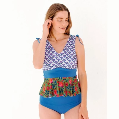 Lime Ricki Women's Block Floral Peplum 6 Lime Ricki Women's Block Floral Peplum - Image 4