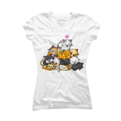 Junior's Design By Humans Cat Cute Pile Cats Anime Kawaii Neko Gift Women Girls By MiuMiuShop T-Shirt -Women Store GUEST 8909e8dc 02fc 45d2 9641 bbfd3b83aedb