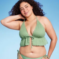 Women's Crochet Tie-Front Longline Bikini Top - Wild Fable™ Soft Green -Women Store GUEST 89ed3612 e4b3 4808 8731 fb6faa371484