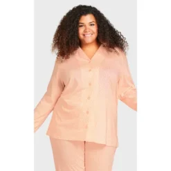 Women's Plus Size Button Through Sleep Top - Pink | AVENUE -Women Store GUEST 8a1c85c8 fc1b 4e5a bd48 b1f321f20d33