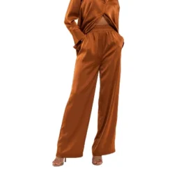 August Sky Women's Solid Satin Wide Leg Pants -Women Store GUEST 8b1421df df55 453e b92e 3b58c6b8cc45