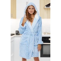 Women's Classic Plush Hooded Robe, Short Fleece Plaid Bathrobe With Hood -Women Store GUEST 8b1caaa8 087a 47f1 8c9d 2c6784e7cc19