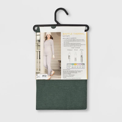 Warm Essentials By Cuddl Duds Women's Waffle Ribbed Trimmed Leggings With Pockets 4 Warm Essentials By Cuddl Duds Women's Waffle Ribbed Trimmed Leggings With Pockets - Image 2