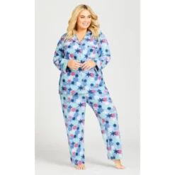 Women's Plus Size Snowflake Fleece Sleep Pant - Blue | AVENUE -Women Store GUEST 8e48d1c3 38d5 4b7a 9554 c29fc44b8d9c
