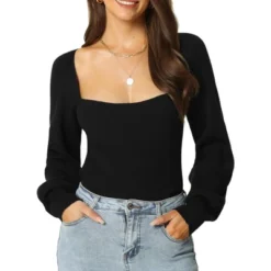 Seta T Women's Fall Winter Square Neck Long Bishop Sleeve Ribbed Knit Solid Sweaters 13 Seta T Women's Fall Winter Square Neck Long Bishop Sleeve Ribbed Knit Solid Sweaters -Women Store GUEST 8e80869c e2ba 48b9 8945 d3d4e9ef971b