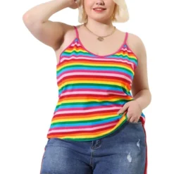 Agnes Orinda Women's Plus Size Stripe Strap Sleeveless Stretch Colorful Camisole -Women Store GUEST 8e8a6bb6 038a 4021 abaa a3f3299d41b0