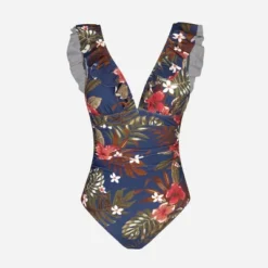 Women's Floral Ruffled Lace Up One Piece Swimsuit - Cupshe -Women Store GUEST 907a528b bb35 45d3 aef4 5ed8e817f87f