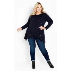 Women's Plus Size Johana Sweater - Navy | EVANS -Women Store GUEST 90e6e31c 547d 48e6 aeec adae828d8f5a