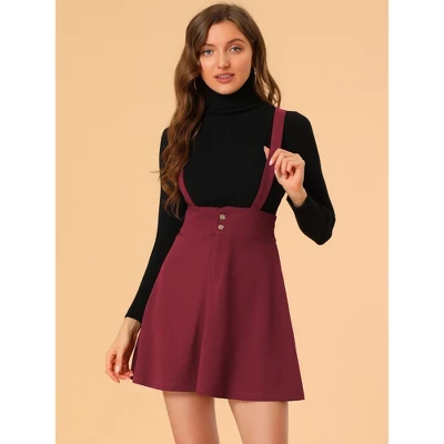 Allegra K Women's Casual Overall Dress Strap Button Front Suspender Skirt 3 Allegra K Women's Casual Overall Dress Strap Button Front Suspender Skirt