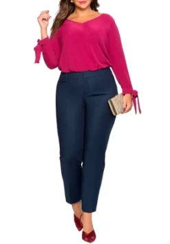 ELOQUII Women’s Plus Size Petite Kady Fit Double-Weave Pant