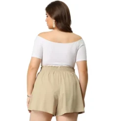 Agnes Orinda Women's Plus Pants Casual Drawstring Waist Shorts With Front Pokcets -Women Store GUEST 9222b9fe 83b7 4a85 84a4 78510a6e1fa3