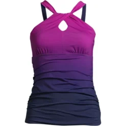 Lands' End Women's Chlorine Resistant High Neck To One Shoulder Multi Way Tankini Swimsuit Top -Women Store GUEST 92d03a7e 23dd 4523 9a9b 3ec2c1b89d3f