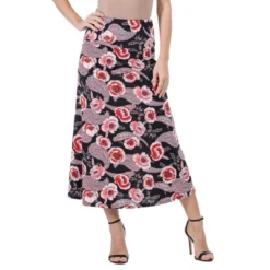 24seven Comfort Apparel Womens Black And Red Floral Maxi Skirt -Women Store GUEST 94a6fe41 4d04 4d9e b99a cd0e09c7a4a3