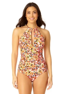 Anne Cole - Women's High Neck With Ruffled Straps One Piece Swimsuit -Women Store GUEST 94b9692e a422 43e2 ba8f fbe6dc70f8c5