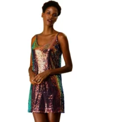 Allegra K Women's Glitter Sparkle Adjustable Prom Strap Mini Sequin Dress -Women Store GUEST 95eefa61 6483 4340 b789 28bb93f3e852