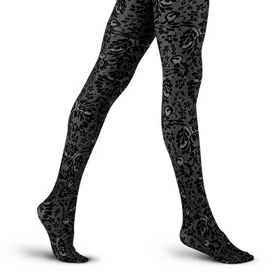LECHERY Women's Velvety Silky Floral Tights 4 LECHERY Women's Velvety Silky Floral Tights - Image 2