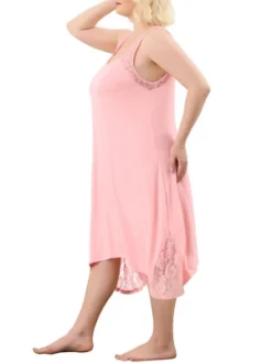Agnes Orinda Plus Size Women Nightgown Chemise Sleepwear Full Slip Lace Nightwear