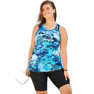 Swim 365 Women’s Plus Size Longer-Length Racerback Tankini Top 8 Swim 365 Women’s Plus Size Longer-Length Racerback Tankini Top - Image 6