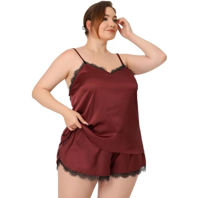Agnes Orinda Women's Plus Size Lace Panel Elastic Waist Camisole Pajama Set 10 Agnes Orinda Women's Plus Size Lace Panel Elastic Waist Camisole Pajama Set - Image 8