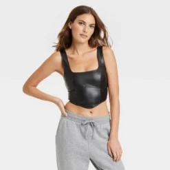 Women's Faux Leather Corset - Colsie™ Black -Women Store GUEST 992a3c75 1c65 4d11 a529 aa37a7e31510