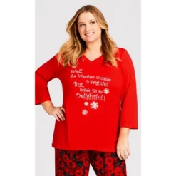 Women's Plus Size Slogan Sleep Top - Red | AVENUE -Women Store GUEST 9a7df072 78ae 436b 82f2 6ee0a5e583de