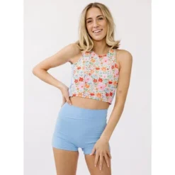 Lime Ricki Women's Painted Floral Cross-Back Crop Top -Women Store GUEST 9be75087 c183 406b 8449 43dd416cd909