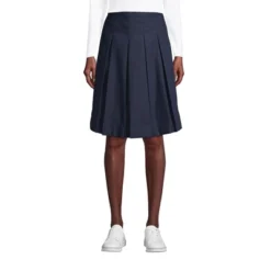Lands' End Lands' End School Uniform Women's Poly-Cotton Box Pleat Skirt Top Of Knee