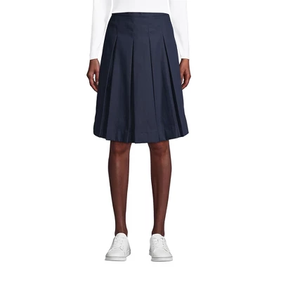Lands' End Lands' End School Uniform Women's Poly-Cotton Box Pleat Skirt Top Of Knee 3 Lands' End Lands' End School Uniform Women's Poly-Cotton Box Pleat Skirt Top Of Knee