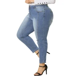 Agnes Orinda Women's Plus Size Mid Rise Stretch Washed Skinny Denim Jeans -Women Store GUEST 9d2c2f85 367d 4336 8de8 e8193b999464