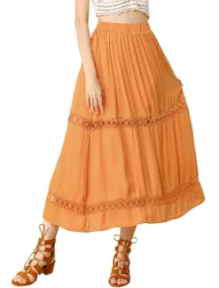Allegra K Women's Lace Insert Vintage Swing A-Line Maxi Skirt With Elastic Waist -Women Store GUEST 9dc6f135 4191 48f1 8b23 5dfe59c98453
