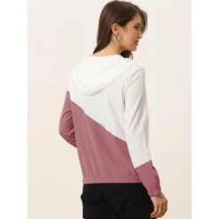Allegra K Women's Color Block Drawstring Hem Long Sleeve Sport Hooded Zip Lightweight Jacket -Women Store GUEST 9ecc431d 51dc 4341 9479 eb565fc01528