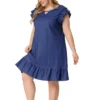 Agnes Orinda Women's Plus Size Ruffle Sleeveless Keyhole Chambray Fashion Dress -Women Store GUEST 9ed0663f 282b 4543 84c0 69e476b946c0