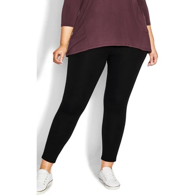 Women's Plus Size Pull On Ponte Pant Black - Petite | AVENUE 3 Women's Plus Size Pull On Ponte Pant Black - Petite | AVENUE