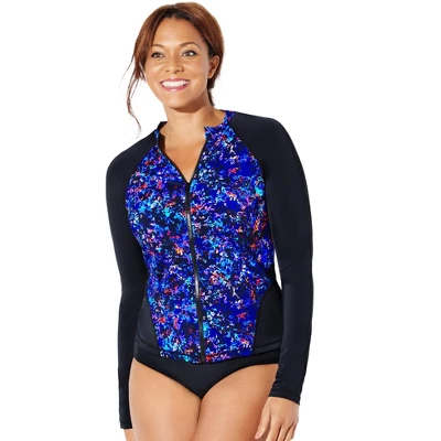 Swimsuits For All Women’s Plus Size Chlorine Resistant Zip Front Long Sleeve Swim Shirt 3 Swimsuits For All Women’s Plus Size Chlorine Resistant Zip Front Long Sleeve Swim Shirt