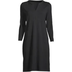 Lands' End Women's Cotton Jersey V-Neck 3/4 Sleeve Swim Cover-up Dress -Women Store GUEST a3c5449e 5c01 464c 8db1 b41722b2ab31