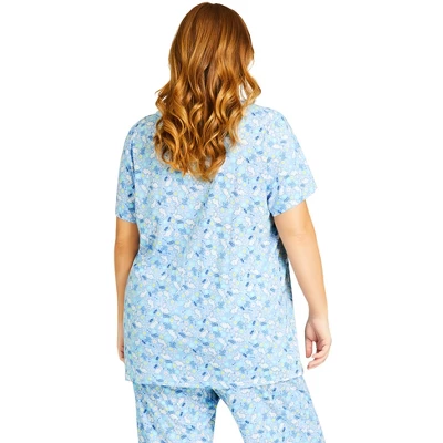 Women's Plus Size Bunny Button Up Sleep Top - Blue Bunny| AVENUE 3 Women's Plus Size Bunny Button Up Sleep Top - Blue Bunny| AVENUE