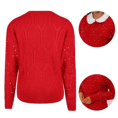 Allegra K Women's Winter Crew Neck Long Sleeve Cable Knit Pullover Sweater 3 Allegra K Women's Winter Crew Neck Long Sleeve Cable Knit Pullover Sweater