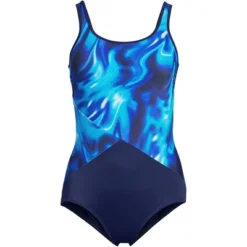 Lands' End Women's Long Chlorine Resistant Scoop Neck Soft Cup Tugless Sporty One Piece Swimsuit -Women Store GUEST a6487bb0 afc5 4aab 9981 9d4d184eb9e8