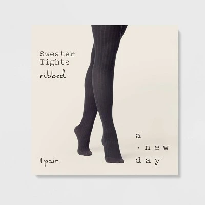 Women's Ribbed Sweater Tights - A New Day™ Black 3 Women's Ribbed Sweater Tights - A New Day™ Black