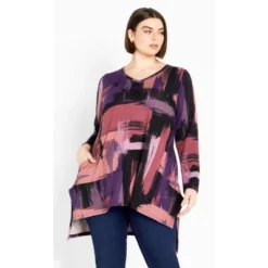 Women's Plus Size Eva Hacci Tunic - Berry | AVENUE -Women Store GUEST a6fd5548 5faa 44cc 92b2 024f4c5f7a53