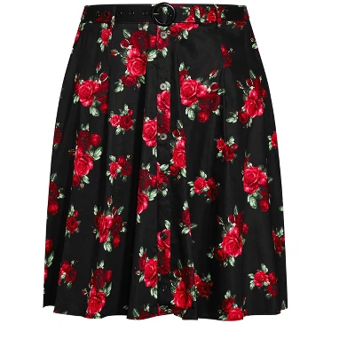 Women's Plus Size Vintage Rose Skirt - Black | CITY CHIC 4 Women's Plus Size Vintage Rose Skirt - Black | CITY CHIC - Image 2