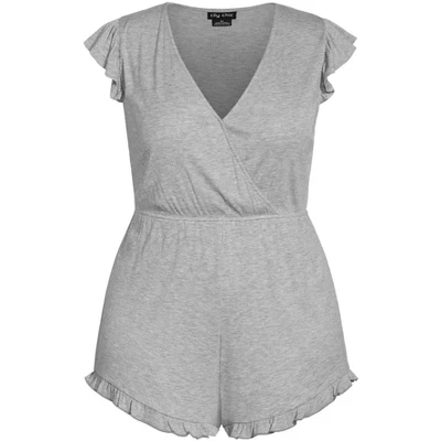 Women's Plus Size Ellie Sleep Romper - Gray | CITY CHIC 4 Women's Plus Size Ellie Sleep Romper - Gray | CITY CHIC - Image 2