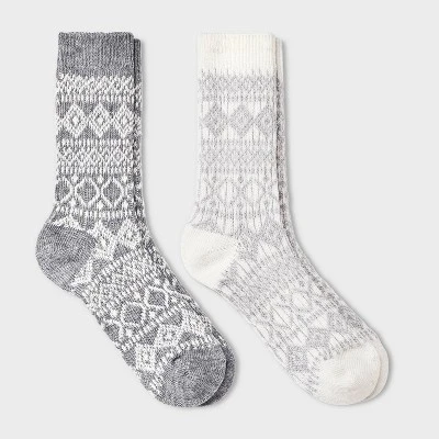 Women's 2pk Midweight Wool Blend Sweater Fair Isle Crew Socks - All In Motion™ 4-10 5 Women's 2pk Midweight Wool Blend Sweater Fair Isle Crew Socks - All In Motion™ 4-10 - Image 3