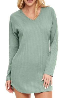 Women's Soft Ribbed Waffle Rib Knit Night Shirt, Oversized Sweater Top Sleep Shirt, Pajamas 8 Women's Soft Ribbed Waffle Rib Knit Night Shirt, Oversized Sweater Top Sleep Shirt, Pajamas - Image 6