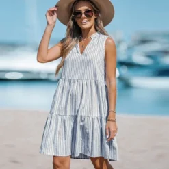 Women's Striped V-Neck Mini Dress - Cupshe 11 Women's Striped V-Neck Mini Dress - Cupshe -Women Store GUEST a9727ed3 e992 4d6f aaee 676a2175cf63