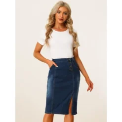 Allegra K Women's Button Decor Side Slit Slash Pocket Midi Denim Skirt 10 Allegra K Women's Button Decor Side Slit Slash Pocket Midi Denim Skirt -Women Store GUEST aa8b923a 2fbf 493e 9c48 7ca695e594ef