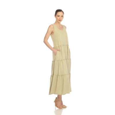 Women's Scoop Neck Tiered Midi Dress Pale - White Mark 3 Women's Scoop Neck Tiered Midi Dress Pale - White Mark