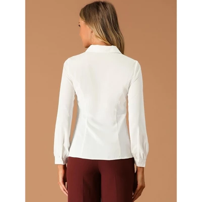 Allegra K Women's Work Peter Pan Collar Long Sleeve Button Down Shirt 6 Allegra K Women's Work Peter Pan Collar Long Sleeve Button Down Shirt - Image 4