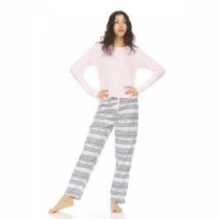 Bearpaw Women's Placket Long Sleeve Top With Pants, 2-Piece Pajama Set For Women -Women Store GUEST ab0fff3b 9221 4c42 a36c 186a4290c23a